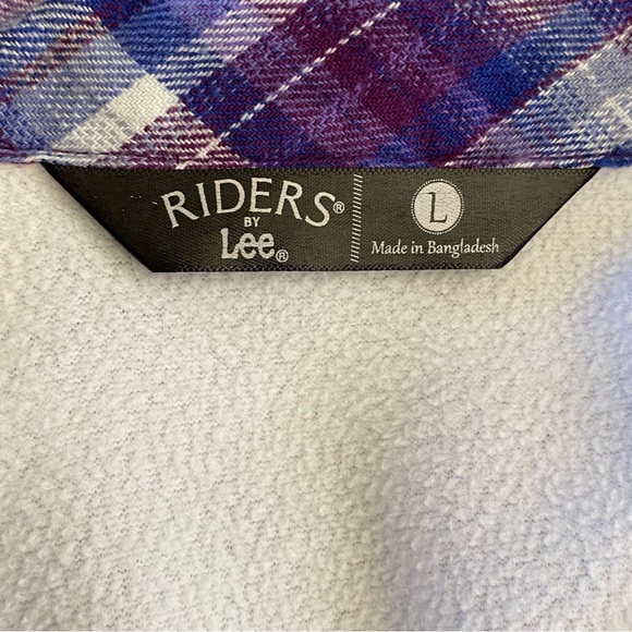 Riders by Lee Womens Fleece lined Flannel Button down shirt jacket Size Large - Picture 5 of 6